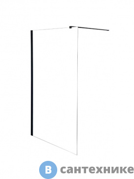 картинка Душевое ограждение Parly T100B (100х190) прозрачное стекло, чёрный профиль