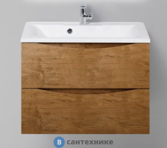 Тумба под раковину BelBagno 75 см MARINO-750-2C-SO-RN-P подвесная с двумя выкатными ящиками, Rovere Nature