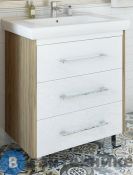 Тумба Sanflor ЛАРГО 80 напольная белый/вяз эмаль, под умывальник Фостер-80 (С2112)