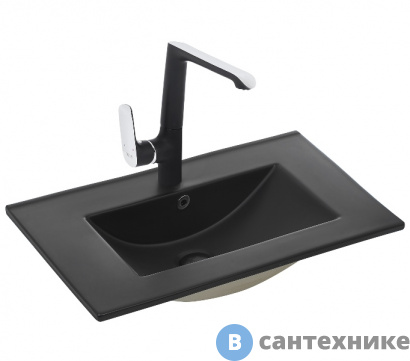 картинка Раковина WELTWASSER DEILBACH 7506-75 MT- BL врезная (матовая чёрная) /760х470х180/