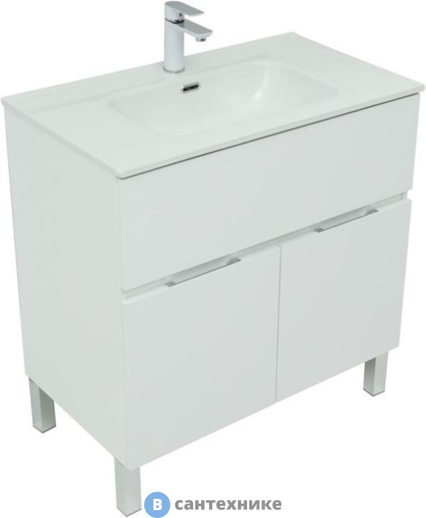 Тумба под раковину Aquanet Алвита new 80 напольная 1 ящ., 2 дв. белый матовый (277550)