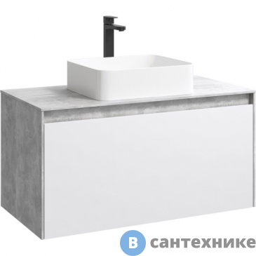 картинка Тумба под умывальник Aqwella Mobi 100 подвесная, бетон светлый, без фасада (MOB0110BS)
