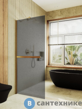 картинка Душевая перегородка в профиле MaybahGlass 1950*690 Стекло 8 мм Графит матовый +Полотенцесушитель (MGD-724-3ш)