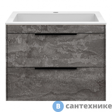 картинка Тумба под раковину Vincea Chiara 2D 600 подвесная, 2 выкатных ящика soft-close, G.Stone (VMC-2C2600GS)