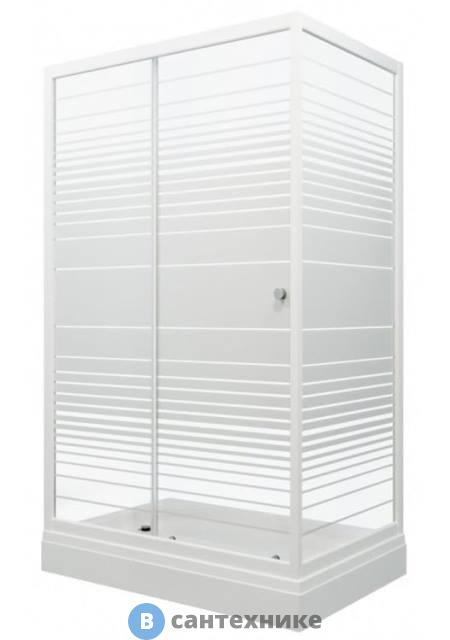 Душевое ограждение Тритон Фьюжн 100*80 А прямоуг., низк. подд., белый, полосы (DK246)