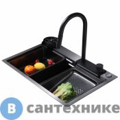 Кухонная мойка ABBER Wasser Kreis AF2194B 68х46, черная матовая