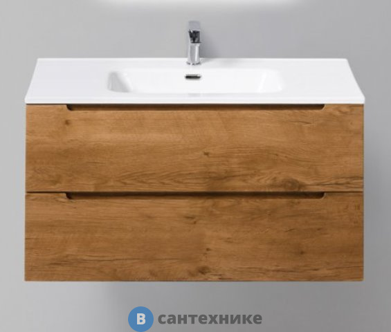 Тумба под раковину BelBagno 91 см ETNA-900-2C-SO-RN-P подвесная с двумя выкатными ящиками, Rovere Nature