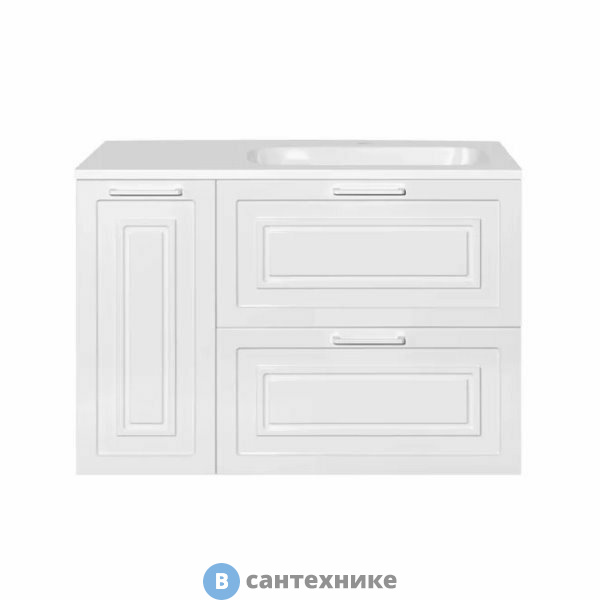 Тумба под раковину Style line Альба (2 ящ./корзина) Барселона 90 правая, Люкс, белый, универсальная PLUS (4650134472912)