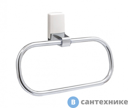 картинка Держатель полотенец WasserKRAFT Leine K-5060 White кольцо металл, хромоникелевое покрытие, ABS - пластик