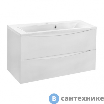 картинка Тумба под раковину Vincea Mia 900 подвесная, 2 выкатных ящика soft close, G.White (VMC-2MA900GW)