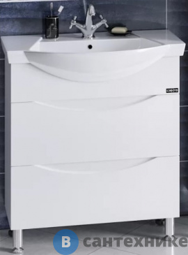 картинка Тумба под раковину СанТа Сатурн 75 2 ящ. напол. ум. Монро 75 (700222)