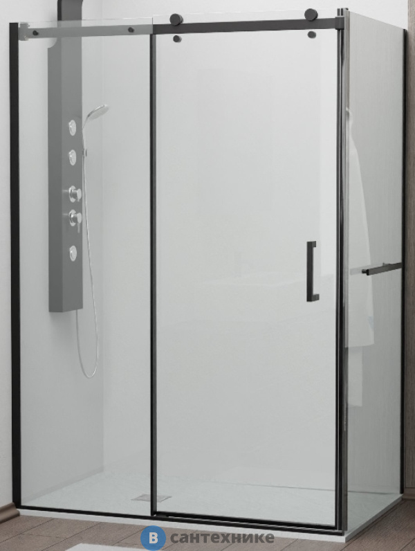 Душевой уголок RGW TO-44-1B (TO-14B + Z-060-2B) чёрный/Прозрачное/8 мм 140* 80*195 (020744148-14), без поддона