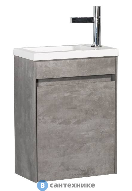 Тумба под раковину BelBagno 45 см PIETRA MINI-460-1A-SO-SCM-R подвесная с одной дверкой Stucco Cemento