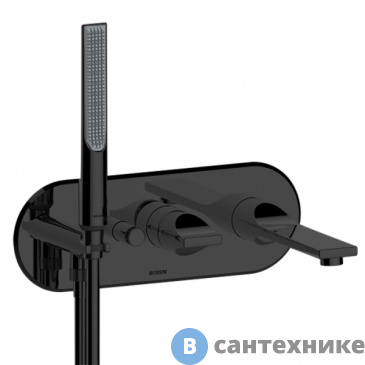 картинка Смеситель Bossini APICE для ванны встраиваемый, однорычажный, с ручным душем Slim и шлангом 1500 мм, чёрный матовый (Z00555.073), без внутренней части