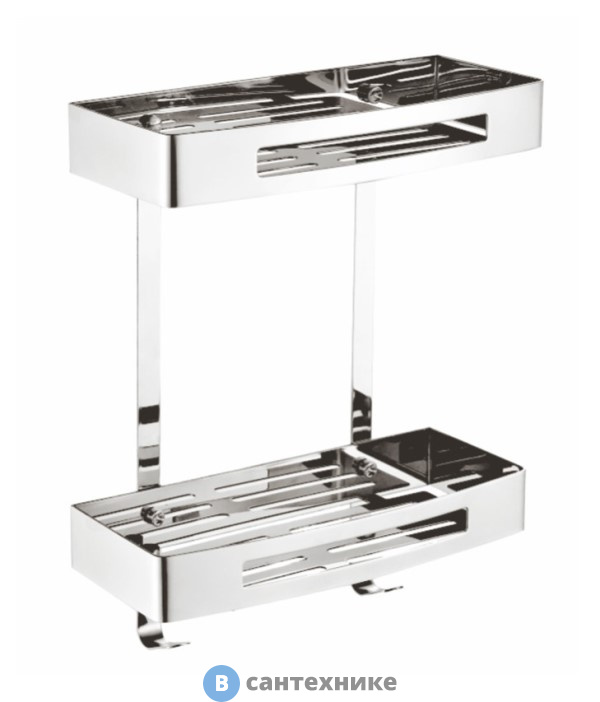 Полка AZARIO AZ-170-2 прямоугольная двухэтажная, хром