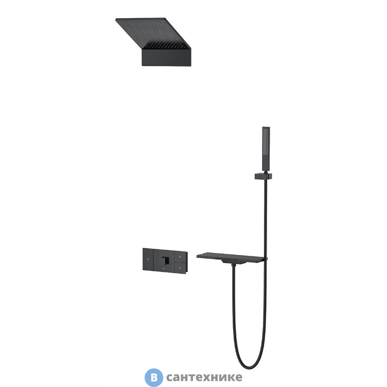 Душевой комплект Vincea Futura VSFW-2F11TMB термостатический встраиваемый, 3 режима, черный