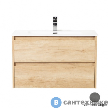 картинка Тумба под раковину BelBagno KRAFT подвесная с двумя выкатными ящиками, Cemento Grigio, 800x460x500 (KRAFT-800-2C-SO-CG)