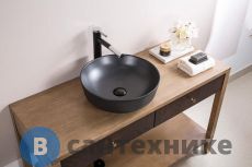 Раковина BelBagno BB1315-H301 накладная керамическая, круглая, чёрная матовая 410x410x130