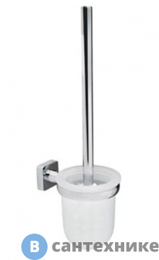 картинка Щетка для унитаза WasserKRAFT Lippe K-6527 подвесная металл, хромоникелевое покрытие, матовое стекло