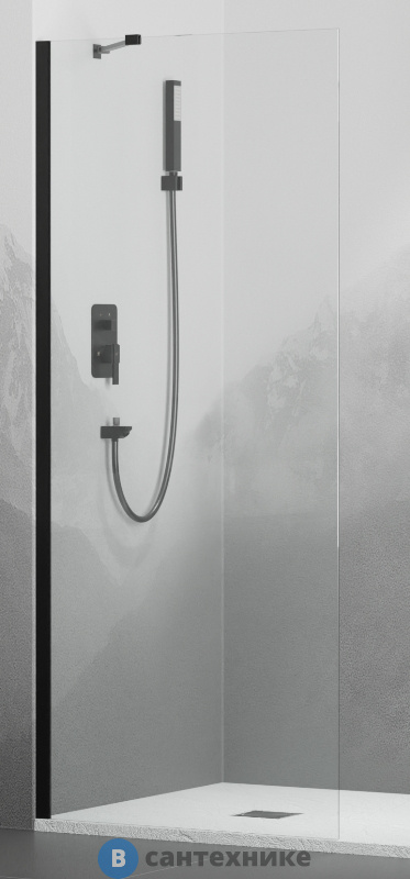 Перегородка для душа RGW WA-110B чёрный/Прозрачное/8 мм 110*195 (351011011-14)