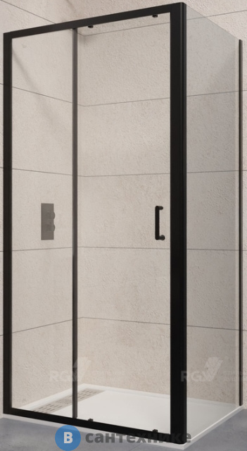 Душевой уголок RGW PA-74B (PA-14B + Z-050-2B) чёрный/Прозрачное/6 мм 100*100*195 (410874100-14), без поддона