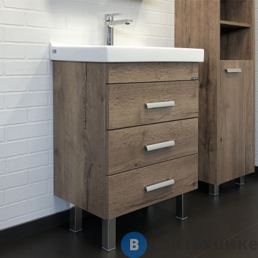 картинка Тумба Comforty Никосия-60Н дуб тёмный с раковиной Fest 60 F01