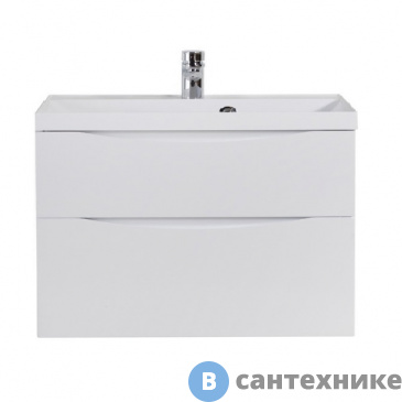 картинка Тумба под раковину BelBagno MARINO-H60 подвесная с двумя выкатными ящиками, Bianco Lucido, 900x450x600 (MARINO-H60-900-2C-SO-BL-P)