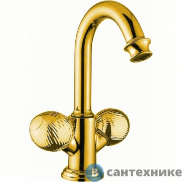 картинка Смеситель Cezares APHRODITE-LS2-03/24-M на раковину с донным клапаном, золото, ручки Шар