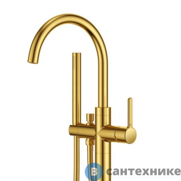 картинка Смеситель Cezares ECO-VDP-BORO напольный для ванны, брашированное золото