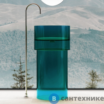 картинка Раковина ABBER Kristall AT2701Aquamarin отдельностоящая прозрачная, бирюзовая
