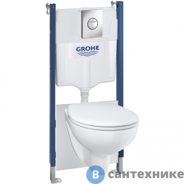 картинка Унитаз с инсталляцией Grohe 39415000 Solido Compact 5 в 1 в сборе