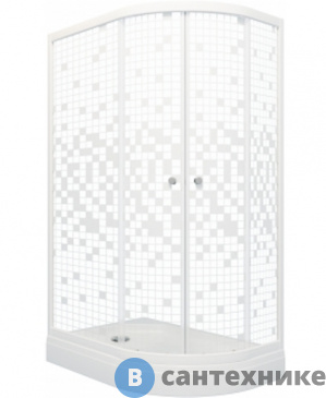картинка Душевое ограждение Тритон Коралл 120*80 А лев., 1/4 круга, низк. подд., Белый, Мозаика (DK243)