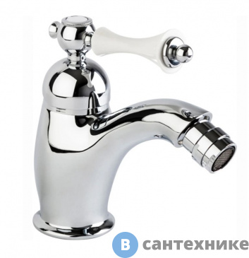 картинка Смеситель Cezares MARGOT-BSM1-01-Bi для биде однорычажный c донным клапаном, хром, ручка белая