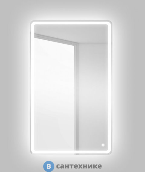 Зеркало BelBagno SPC-MAR-500-800-LED-BTN с встроенным светильником и кнопочным выключателем (500x30x800)