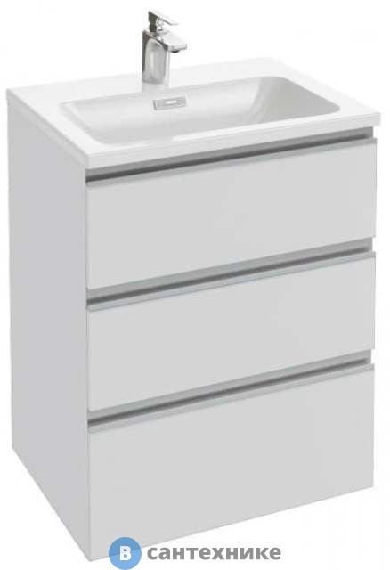 Тумба под раковину Jacob Delafon VOX EB2050-RA-G1C 2 выдв. ящика, белый блестящий лак (60х46х73,4)