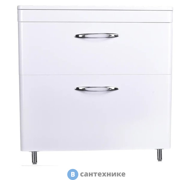 Тумба под раковину Style line Каре 80 (2 ящ.) Люкс белая, напольная PLUS (2000949234243)