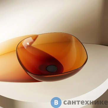 картинка Раковина ABBER Kristall AT2806Opal, накладная прозрачная, коричневый