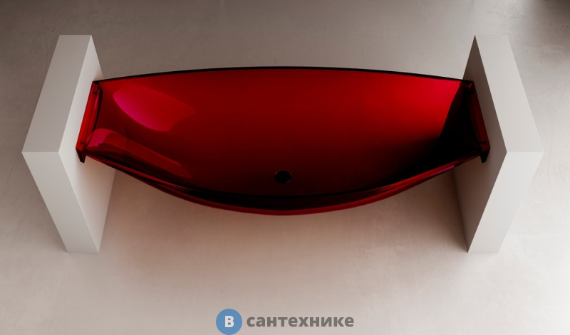 Ванна ABBER Kristall AT9704Rubin 180*80 прозрачная, подвесная, красная