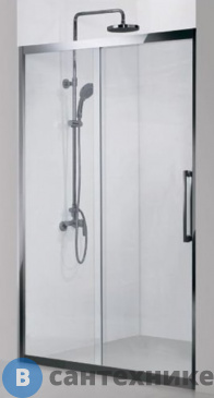 картинка Откатная дверь Aquanet NPE6121 DELTA (1500х2000) нержавеющая сталь стекло прозрачное 8 мм (183847)