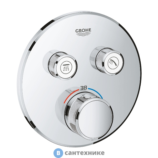 Термостат Grohe 29119000 GRT SmCtrl THM ван/душ, кр.роз, 2 кн., без внутренней части