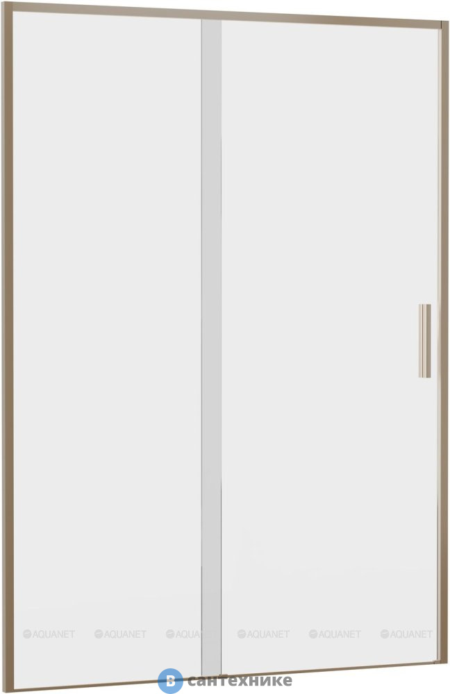 Душевая дверь Aquanet Pleasure Evo 140 AE65-N140-GBT профиль золото-никель браш, прозрачное стекло (352427)