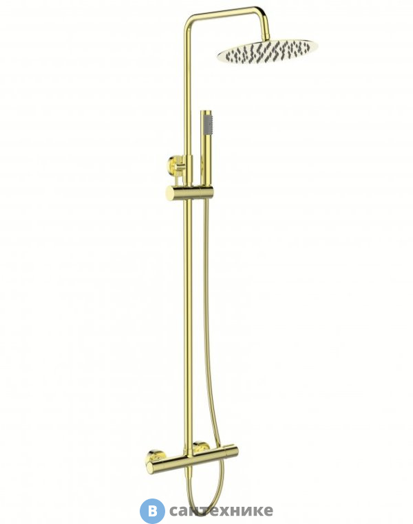 Душевая стойка BelBagno UNO UNO-DOCM-ORO со смесителем для верхнего и ручного душа, золото