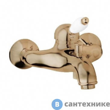 картинка Смеситель Cezares ELITE-VM-02-Bi для ванны и душа однорычажный, бронза, ручка белая