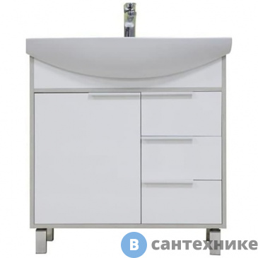 картинка Тумба под раковину Акватон Рико 80 Белый/Ясень фабрик (1A215401RIB90)