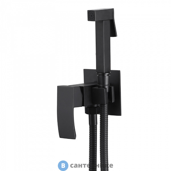 Смеситель ABBER Wasserfall AF8625B с гигиеническим душем, чёрный матовый