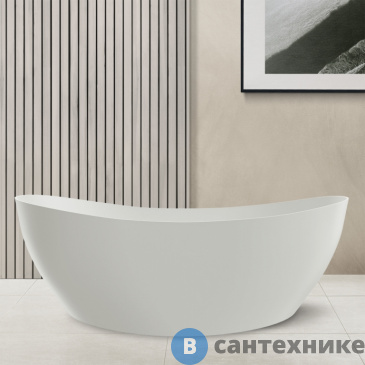 картинка Ванна ABBER Stein AS9615-1.6 из искусственного камня белая матовая