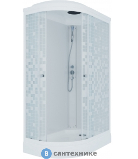 Душевая кабина Тритон Коралл 120*80 А прав., 1/4 круга, низ. подд., Белый, Мозаика (DK241)