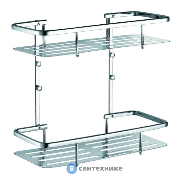 Полка AZARIO AZ-835-2 прямоугольная двухэтажная, хром