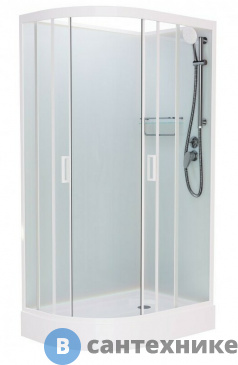 картинка Душевая кабина Frank F411R М White правосторонняя низкий поддон б/к (без крыши) матовое стекло