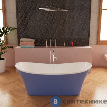 картинка Ванна Frank F6104 White/Light Blue акрил, отдельностоящая